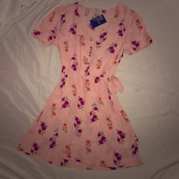 Forever21 Woven Floral Pattern Dress Peach/Red NWT - Picture 2 of 5
